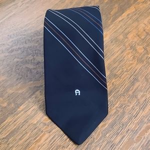 Etienne Aigner Tie Brown, Cream, Blue Stripes